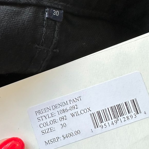 ❌SOLD❌NWT Khaite Preen Denim Pants Curved In-seam Wide-leg Jeans Sz 30 Black - Picture 3 of 11